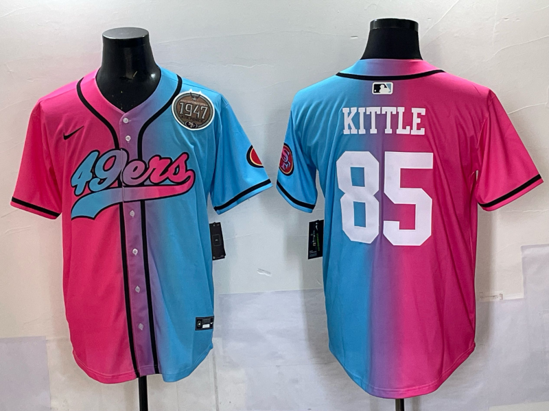 Men 2025 San Francisco 49ers #85 Kittle Pink Blue pink Nike Limited NFL Jersey 006->san francisco 49ers->NFL Jersey